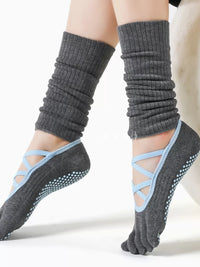 Non-Slip Toeless Yoga Socks for Women, Pilates Barre Fitness Grip Socks