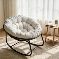 Luxury Round Rattan Rocking Chair for Living Room Balcony