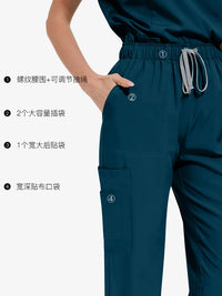 Unisex V-Neck Scrub Set with Short Sleeves and Straight Leg Pants