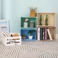 Wooden Storage Box with Handles, Large Capacity Rectangular Organizer for Home and Supermarket