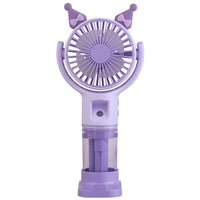 Portable Cartoon Rechargeable Mini Fan with Spray Mist and Phone Holder for Students