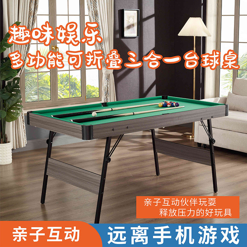 Kids' Foldable Multi-functional 3-in-1 Pool Table, Table Tennis, and Writing Desk for Practice and Entertainment