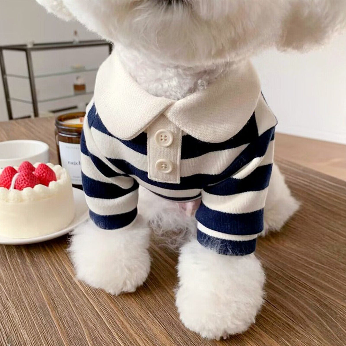 Striped Pet Polo Shirt for Small to Medium Dogs and Cats