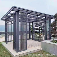 New Chinese Style Aluminum Art Gazebo Outdoor Courtyard Garden Pergola Sunroom Villa Landscape Pavilion