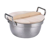 430 Stainless Steel Japanese Sukiyaki Hot Pot with Magnetic Base and Wooden Lid