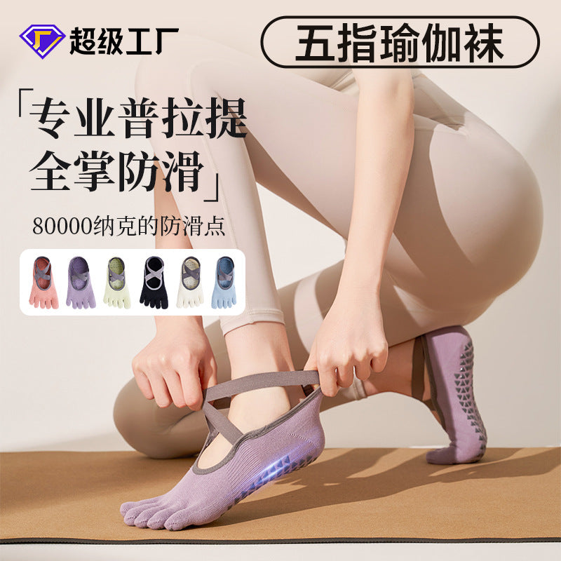 Pilates Yoga Socks with Non-Slip Grip and Five-Toe Design for Gym & Fitness