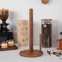 Acacia Wood Kitchen Paper Towel Holder Stand for Countertop or Table