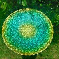 Peacock Tail Iron Bird Bath Feeder for Garden & Yard Decoration