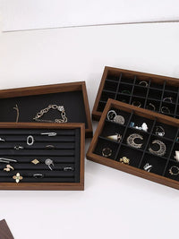 Walnut Grain High-Grade Jewelry Tray for Home and Display - Ring, Earring, Necklace Organizer