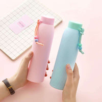 Double-Walled Glass and Plastic Insulated Portable Travel Mug with Anti-Scald Design for Students