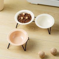 Ceramic UFO Pet Bowl with Stand for Cats and Dogs - Elevated Food and Water Dish