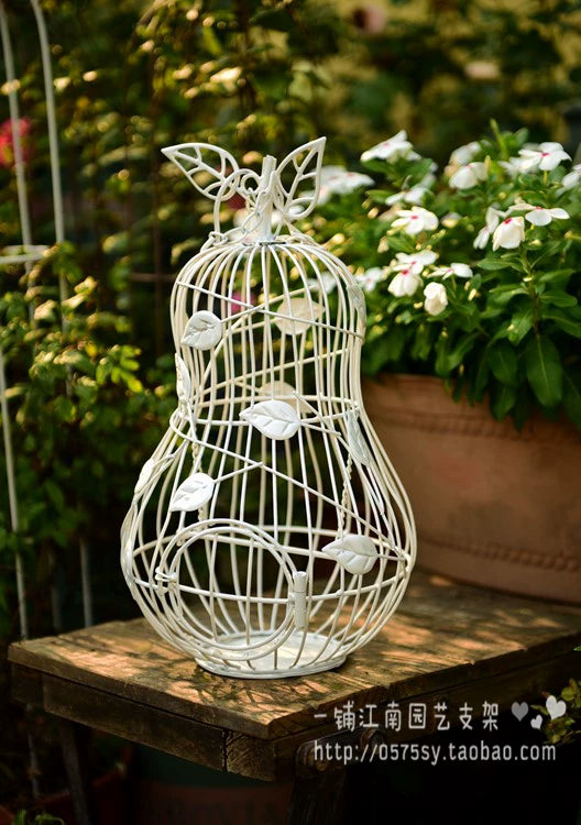 Iron Art Pumpkin Birdcage Hanging Candle Holder Lantern Garden Ornament