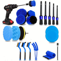 24-Piece Power Drill Brush Set for Car Detailing, Polishing, Waxing, and Wheel Cleaning