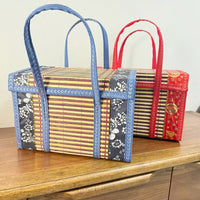 Chinese Retro Bamboo Woven Portable Folding Hand Basket for Camping & Bento Storage