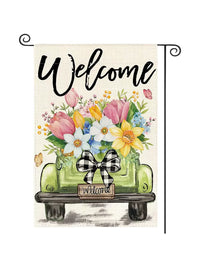 Watercolor Spring Floral Garden Flag Outdoor Yard Decoration Polyester Printed Home Decor