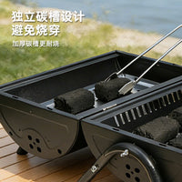 Thickened Foldable Charcoal BBQ Grill for Outdoor Cooking and Warming, Stainless Steel Smokeless