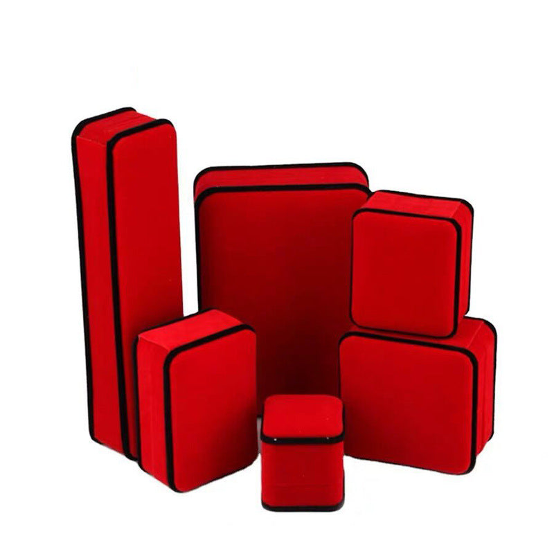 Red Velvet Black Edge Jewelry Gift Box for Rings, Pendants, Bracelets, and Necklaces