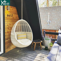 Indoor Outdoor Wicker Rattan Hanging Egg Chair for Balcony Patio Garden