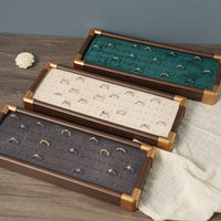 Wooden Ring Display Tray Jewelry Organizer Velvet Earring Holder