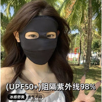 UV Protection Ice Silk Full Face Mask for Women - Panda Eye Design Sun Protection