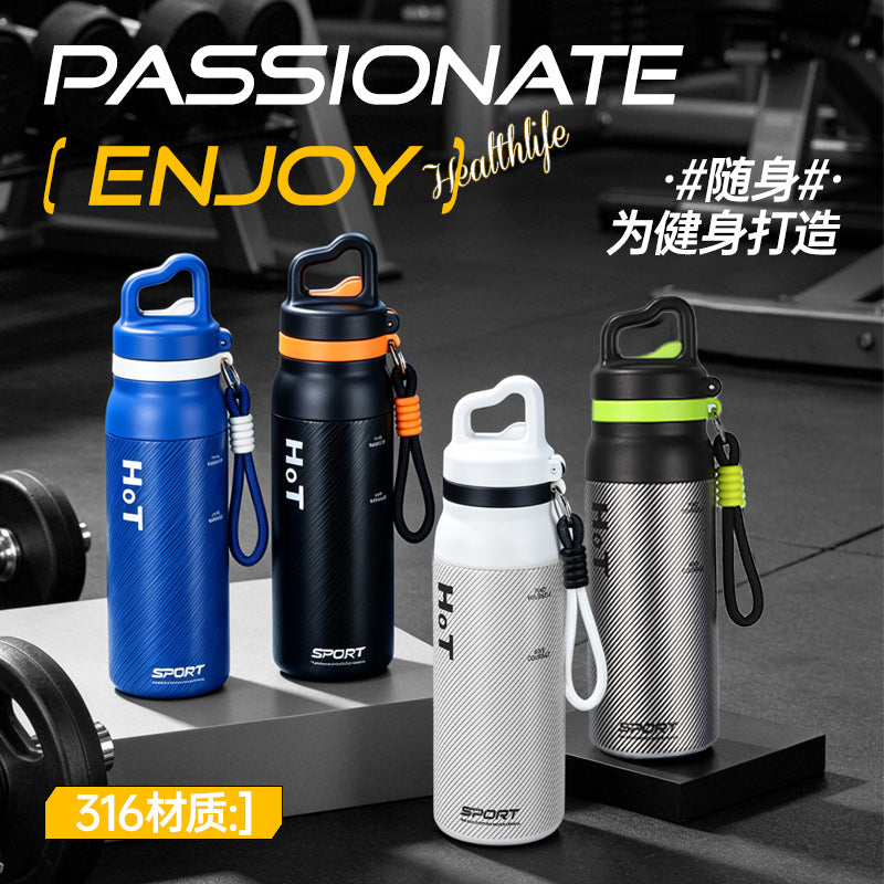 Portable Insulated Water Bottle with Straw for Sports and Outdoor Activities, One-Touch Open, Cold Retention