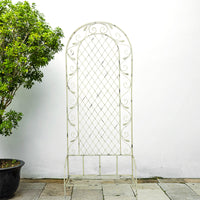 American Retro Iron Trellis with Tray for Climbing Plants, Balcony Bird Screen Rose Garden Support