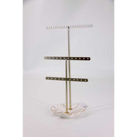 Iron Art Jewelry Display Stand with Shell-Shaped Ceramic Base for Necklaces Bracelets Rings