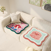 Cartoon Faux Cashmere Seat Cushion for Office Chairs and Sofas, Non-Slip and Wear-Resistant