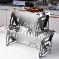 Portable Stainless Steel Mini BBQ Grill with Skewers and Rack for Outdoor Camping Picnics