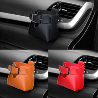 Car Air Vent Storage Bag PU Leather Organizer for Phone Keys