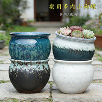 Large Caliber Ceramic Planter for Succulents and Orchids, Indoor/Outdoor Use