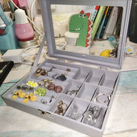 Clear Dustproof Jewelry Storage Box with Lid for Earrings, Rings, and Small Ornaments