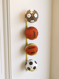 Wall-Mounted No-Drill Sports Ball Storage Rack for Basketball, Football, Volleyball