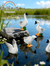 Miniature Moss Landscape Cartoon Grey Goose Resin Ornament for DIY Desktop Car Decor