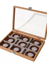 Walnut Wood Grain Dustproof Jewelry Box with Lid for Bracelets, Rings, Earrings, and Necklaces