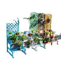Outdoor Wood Planter with Trellis and Storage Shelf for Garden Patio Balcony