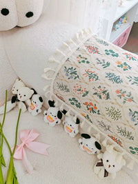 French Cotton Linen Dust Cover for Microwave, Printer, or Sofa Armrest with Floral Lace Trim
