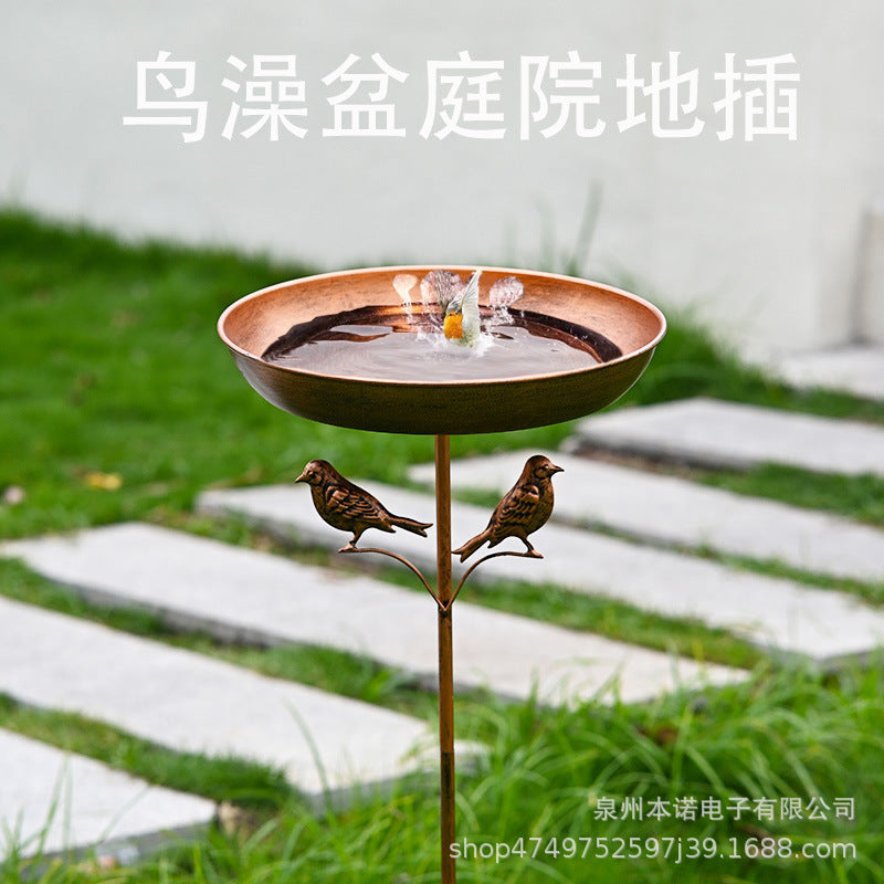 Decorative Metal Bird Bath Feeder for Garden and Yard
