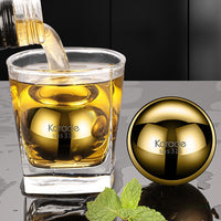 Gold 316 Stainless Steel Whiskey Ice Ball Mold with Tongs and Storage Box