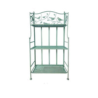 Multi-Tier Wrought Iron Folding Plant Stand with Hooks for Indoor/Outdoor Use