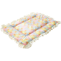 Pet Cat Dog Bed Mat with Small Floral Print, All Seasons Cotton Cushion for Cages and Kennels