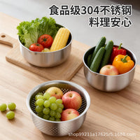 304 Stainless Steel Colander and Mixing Bowl Set for Washing Vegetables and Fruits