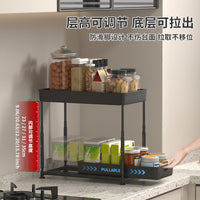 Under Sink Pull-Out Organizer for Bottles and Spices, 2-Tier Storage Rack for Kitchen and Bathroom Cabinets