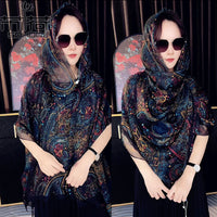 Double-Layer Hooded Scarf Shawl with Magnetic Closure for Women - Thin Sun Protection Head Wrap