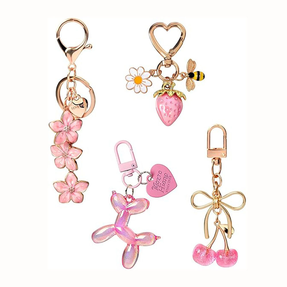 4-Piece Cherry Keychain Set with Handbag Charm and Wallet