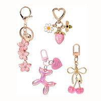 4-Piece Cherry Keychain Set with Handbag Charm and Wallet