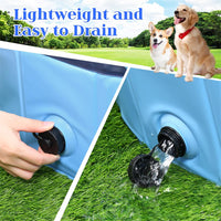 Foldable Pet Swimming Pool & Bath Tub for Large Dogs and Cats, Portable Kiddie Pool