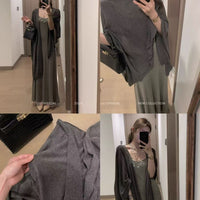 Women's Linen Blend Knit Shawl Cape for Sun Protection