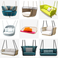 Outdoor Indoor Rattan Woven Hanging Swing Chair with Stand, Patio Garden Balcony Lounge Sofa