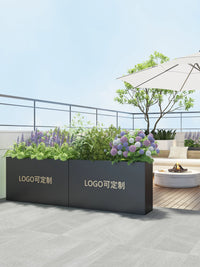 Outdoor Iron Stainless Steel Planter Box Rectangular Garden Bed Commercial Street Square Fence Flower Trough